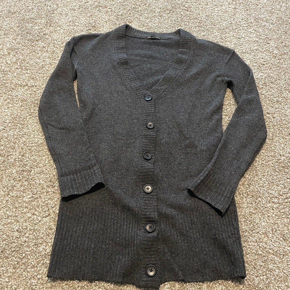 James Perse Cardigan Sweater Cashmere gray classic casual minimalist academia‎